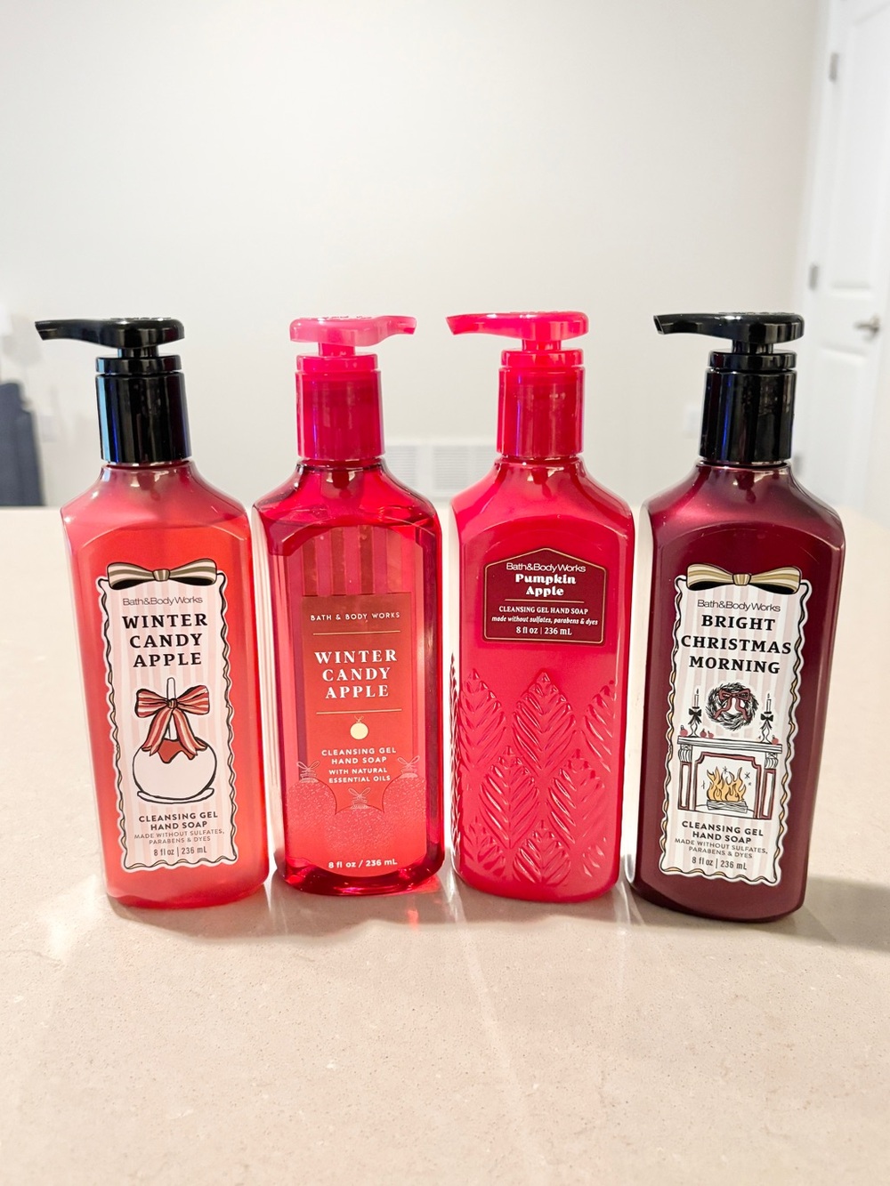 Bath & Body Works Christmas Hand Soap Lot of 4 Winter Candy Apple Bundle
